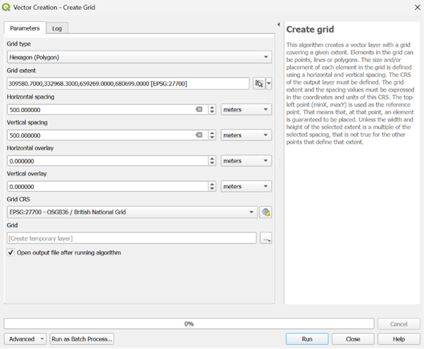 Inputs for Create Grids